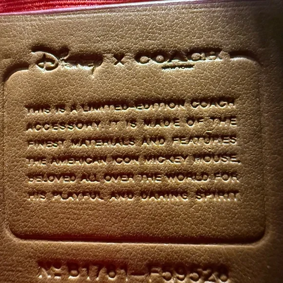 Coach x Disney Mickey on Bike Limited Edition Vibrant Red Leather Wristlet